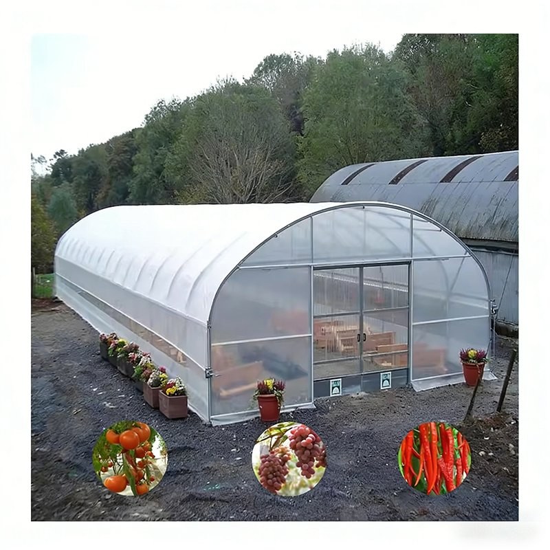tunnel greenhouse front door and film cover