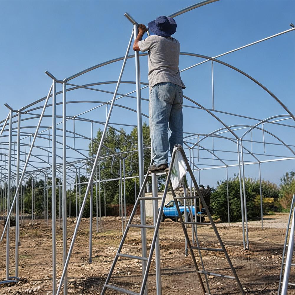 galvanized steel arch frame assembly for a single span tunnel greenhouse