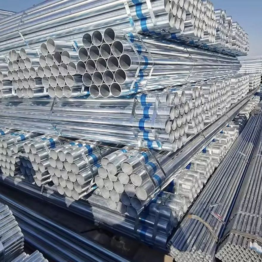 Long bundles of galvanized greenhouse pipe stacked ready for dispatch