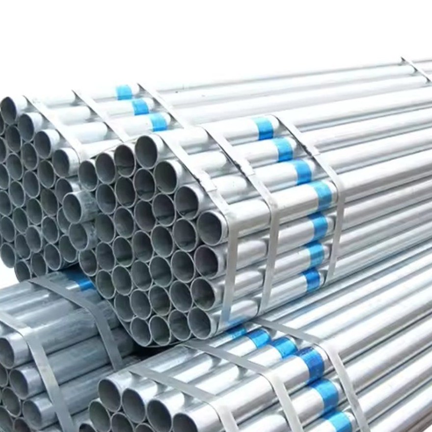 Close view of a bundle of square galvanized steel pipes