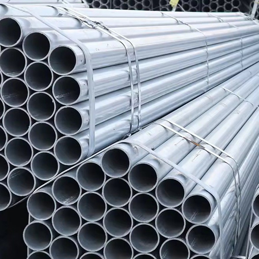 Bundled square galvanized steel tubes seen from the cut ends