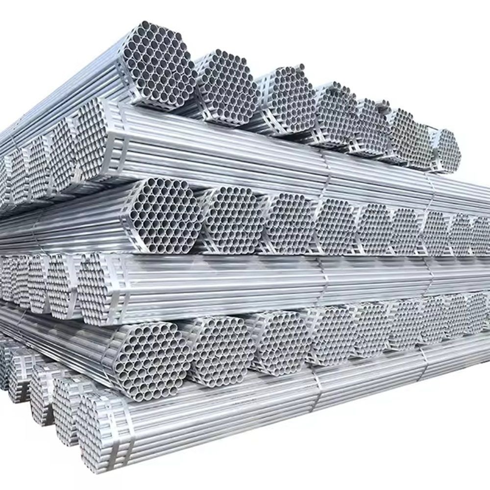 Stacked bundles of galvanized steel tube ready for dispatch