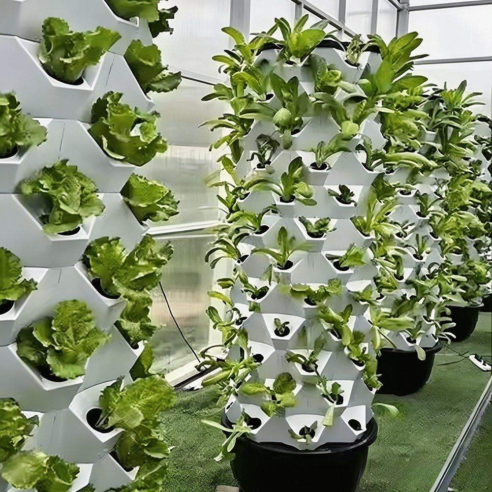 Commercial Aeroponic Growing Tower with LED Grow Lights for Leafy Crops