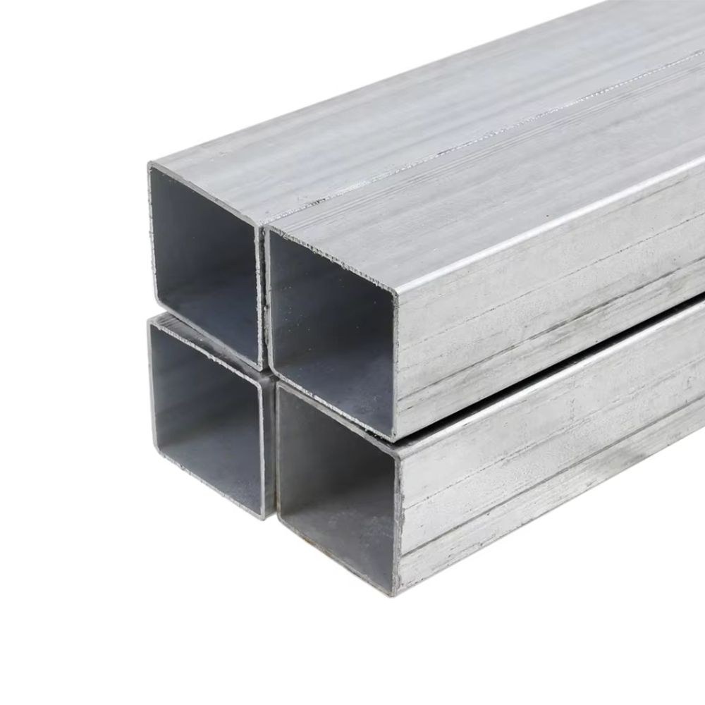 Two square galvanized steel tubes laid side by side